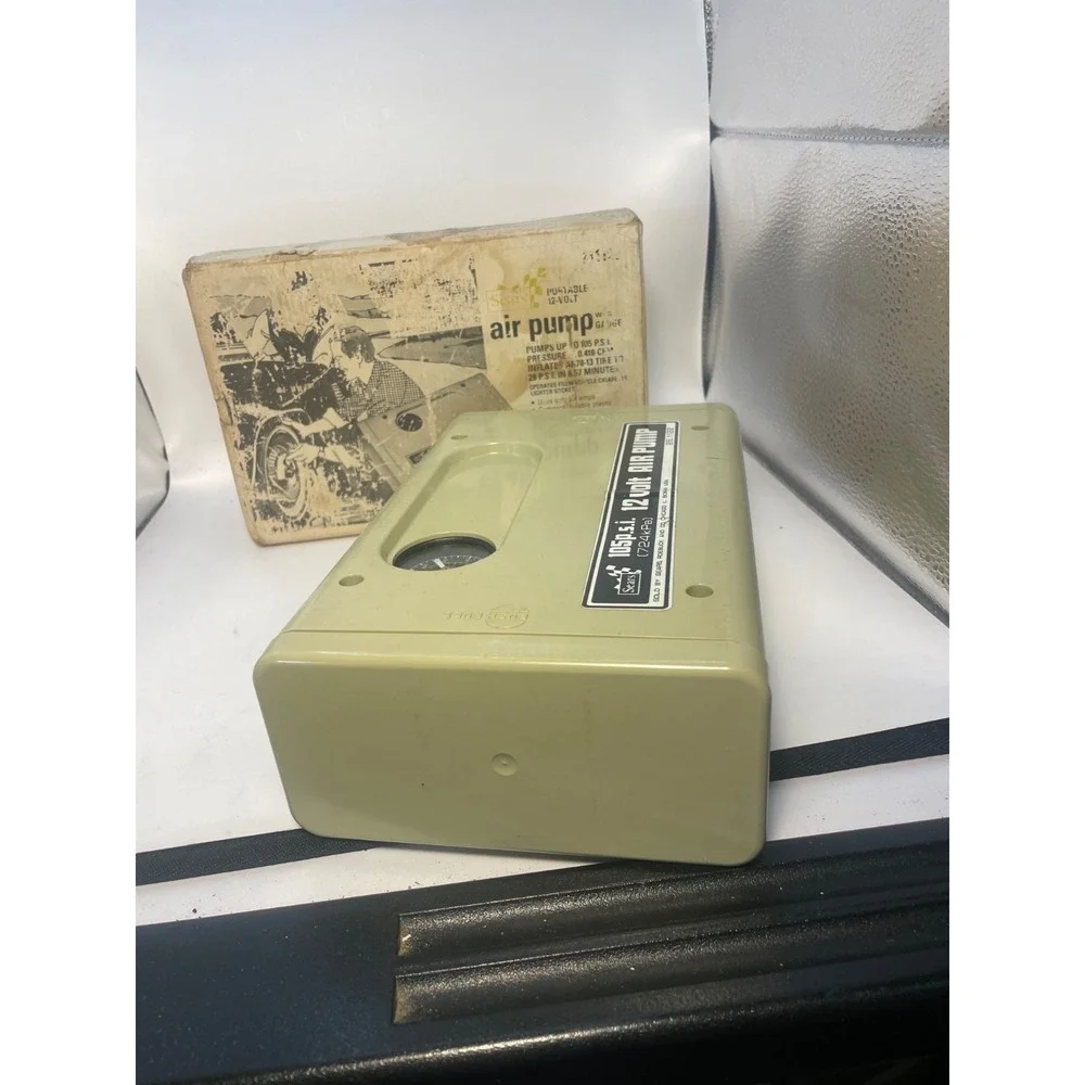 SEARS Portable 12 Volt Air Pump with Guage ~Pumps Up to 105 PSI Pressure ~ Japan